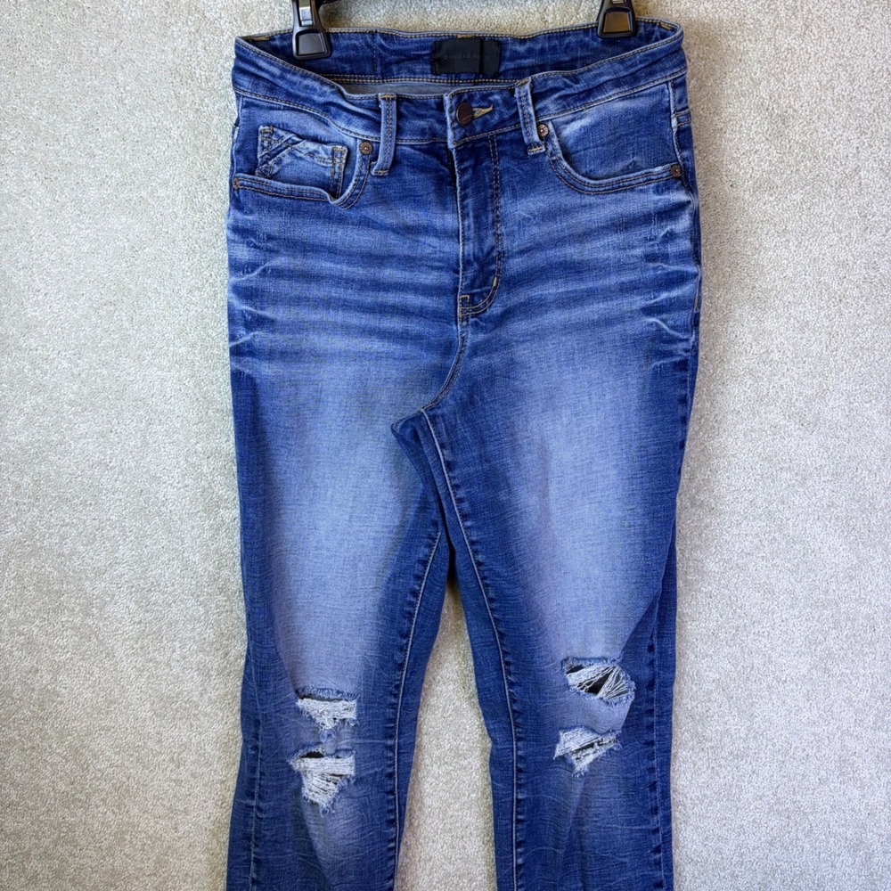 Buckle Black Mom Jean Womens 26x30 Blue Distressed High Rise Stretch‎ Denim